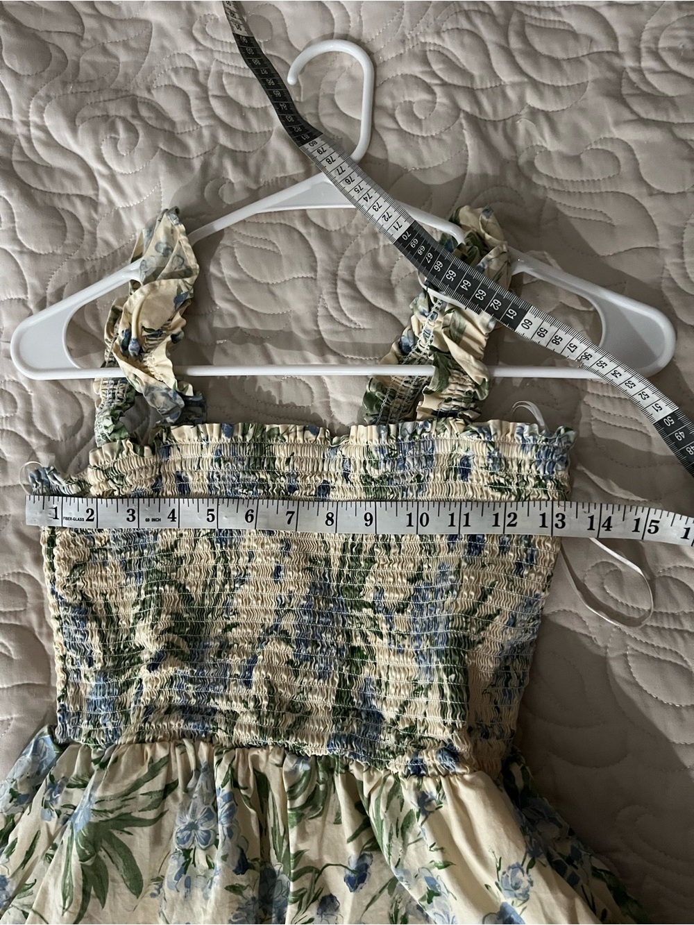 Joie Floral Smocked Sundress in Pale Yellow and Green Size Large - Picture 3 of 4